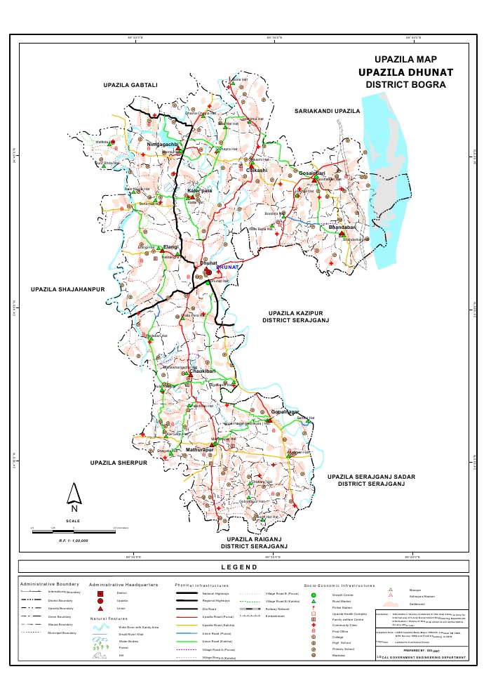 Dhunat Upazila Map Bogra District Bangladesh