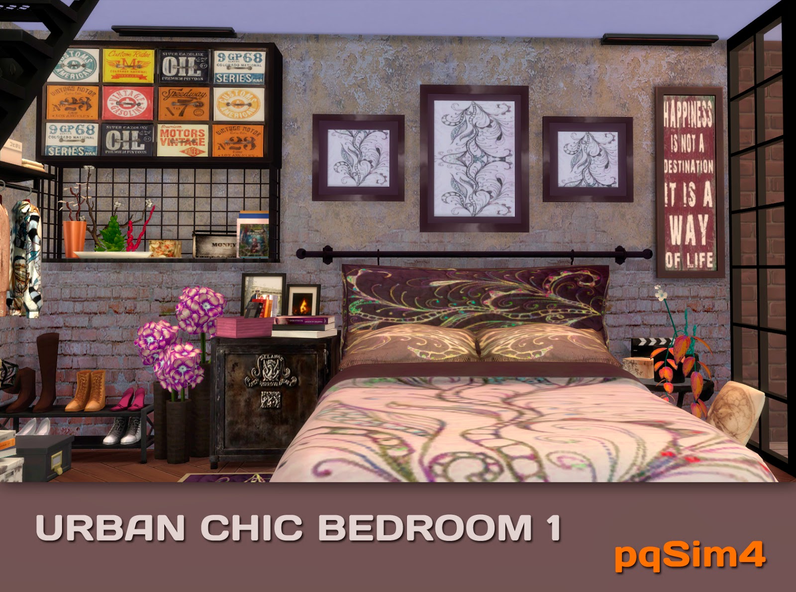 Urban Chic Dormitorio 1. Sims 4 Custom Content.