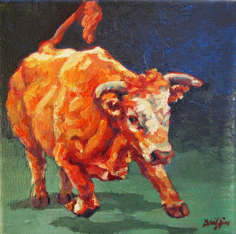 Daily Painters Abstract Gallery Colorful Contemporary Animal Art,Bull