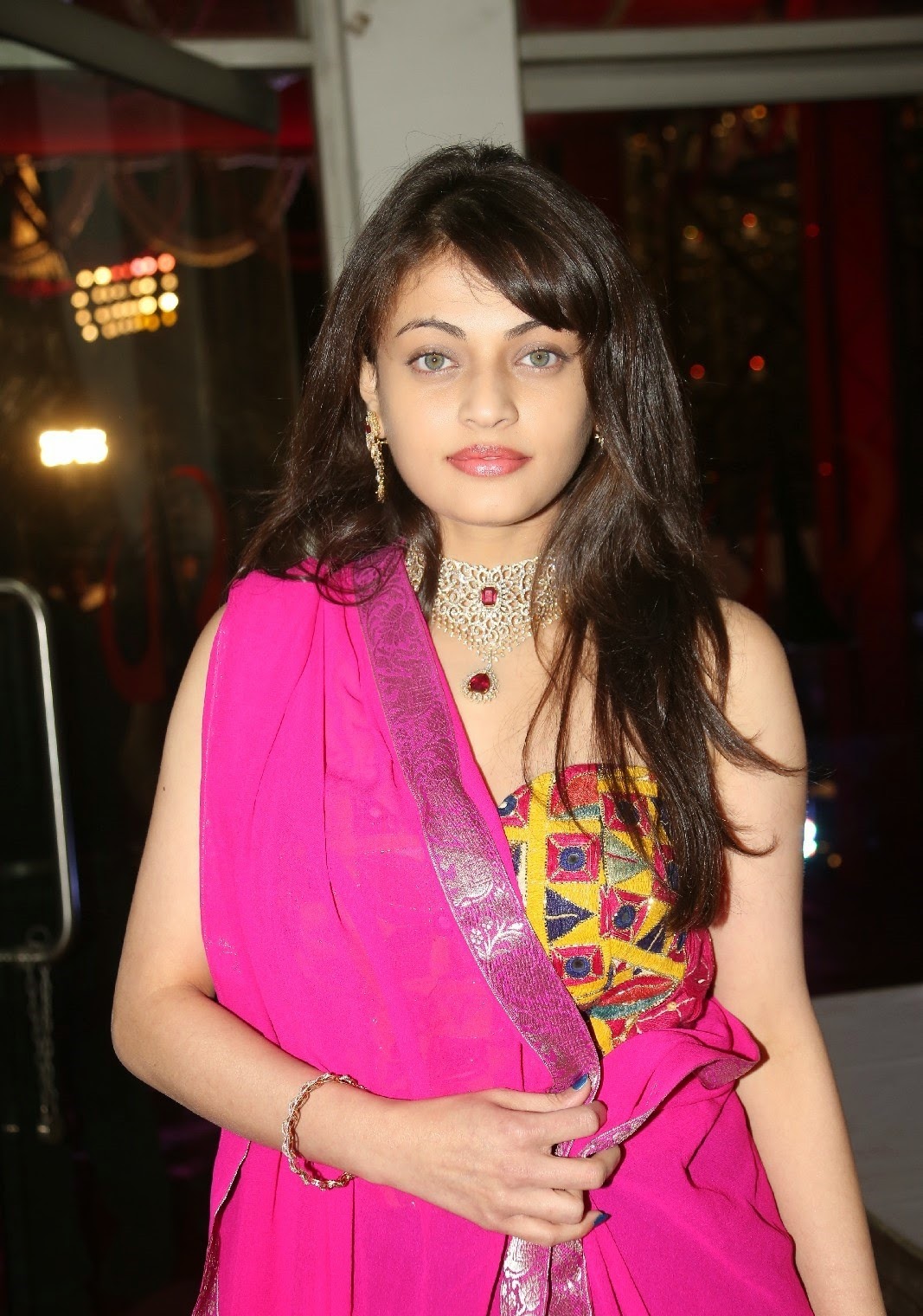 Tollywood Actress Sneha Ullal Stills In Pink Saree
