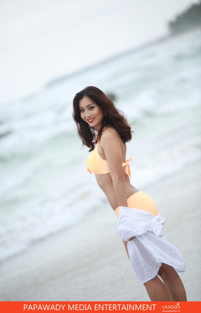 Orange Lady Lu Lu Aung In Swim Suit Fashion Photoshoot 