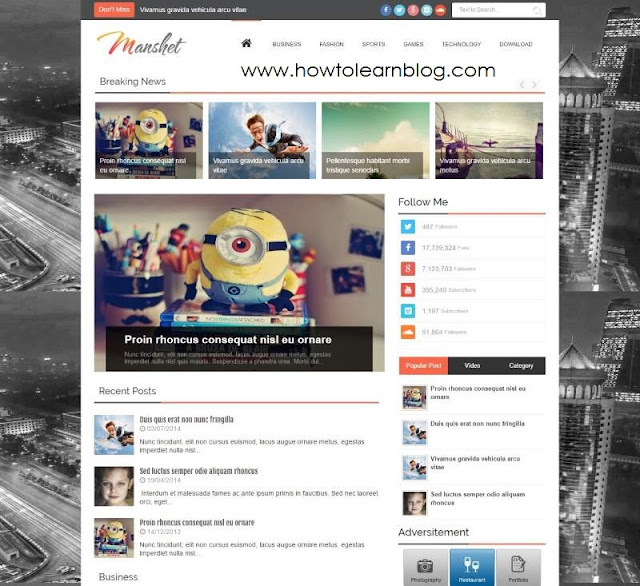 has free, responsive, SEO friendly, mobile friendly, high quality, related post widget, stylish, simple, dynamic, popular post, recent post, social share buttons, responsive menubar, submenu bar and author box. This template is suitable for all blogs like news blog, magazine blogs, photo gallery blog, video gallery blog, movies blog, personal blog etc. Hope, you will like this template.