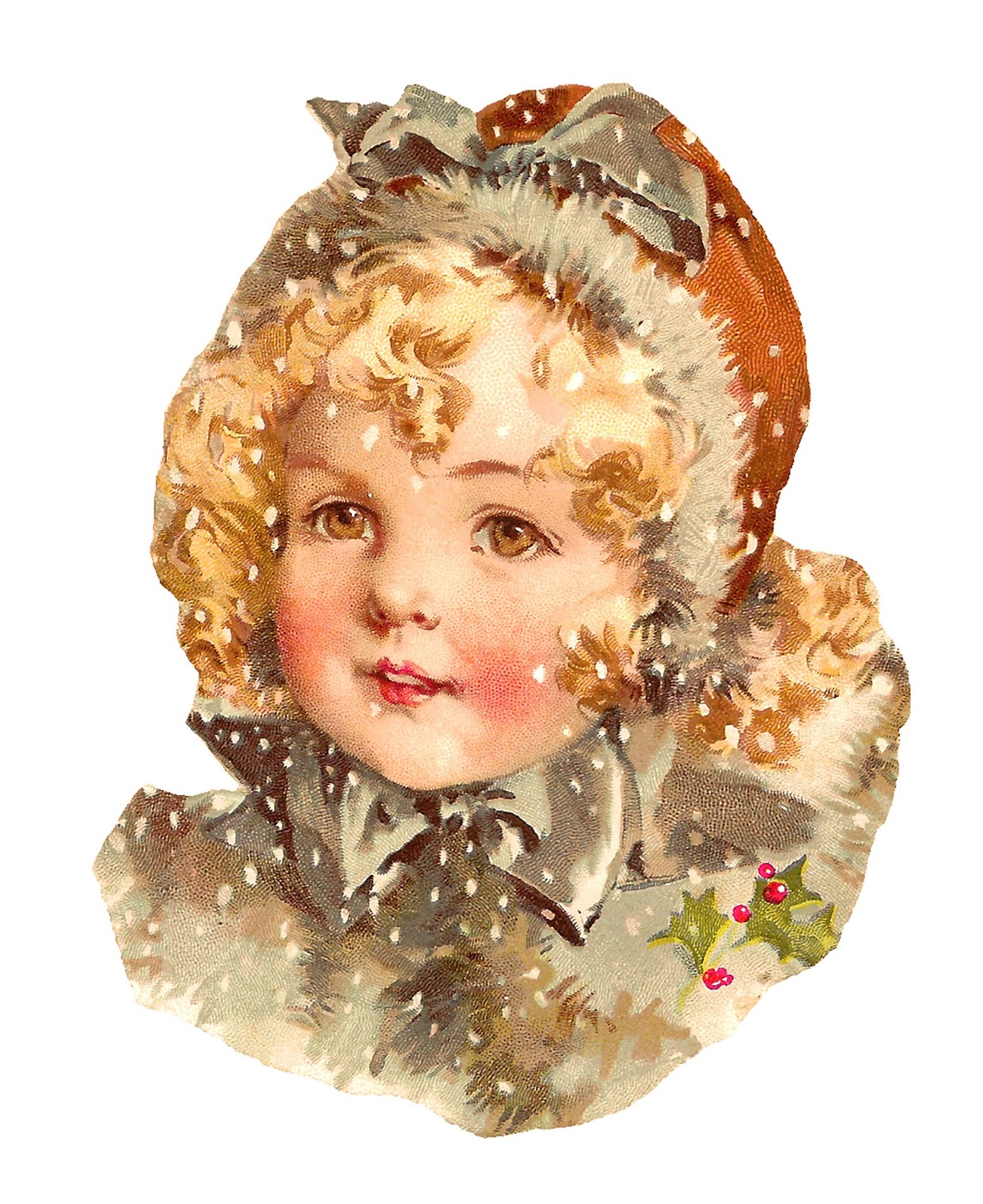 Antique Images: Clip Art Pretty Winter Girl Digital Christmas Printable