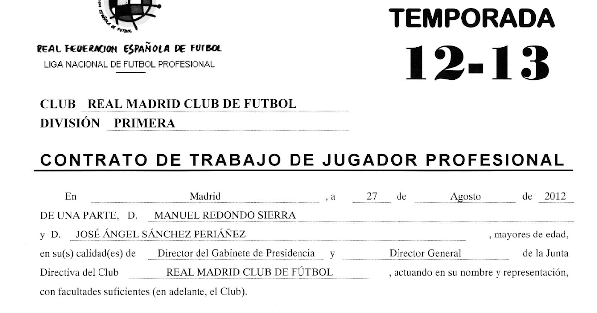 Derechoweb Contrato De Luka Modric Con El Real Madrid Contrato De Prestación De Servicios