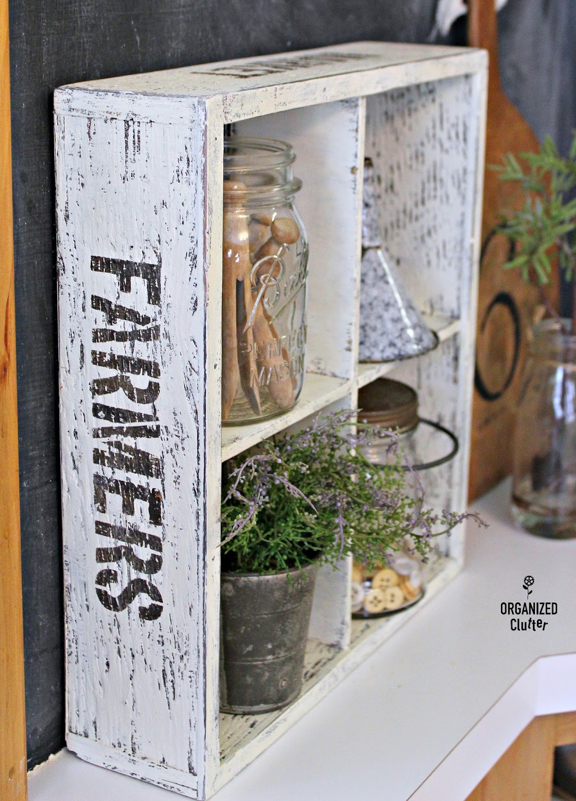 Thrift Shop Shelf Upcycle with Hardware Cloth Organized Clutter