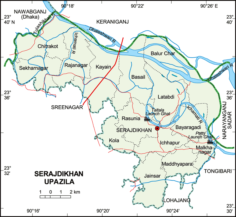 Sirajdikhan Upazila Map Munshiganj District Bangladesh