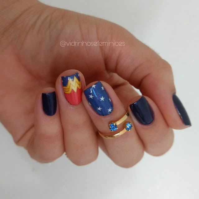 Azul estrelado Mulher maravilha risqué + Sindy Francesinhas Azul estrelado Mulher maravilha risqué + Sindy Francesinhas