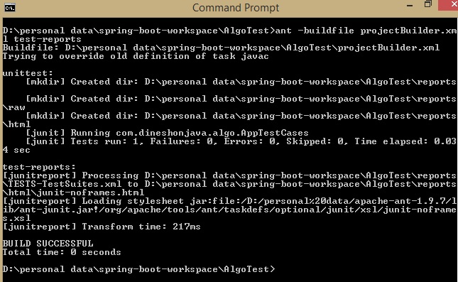 jUnit Test case with ANT