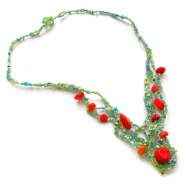 Boho beaded necklace - freeform beaded jewelry - seed bead necklace - OOAK