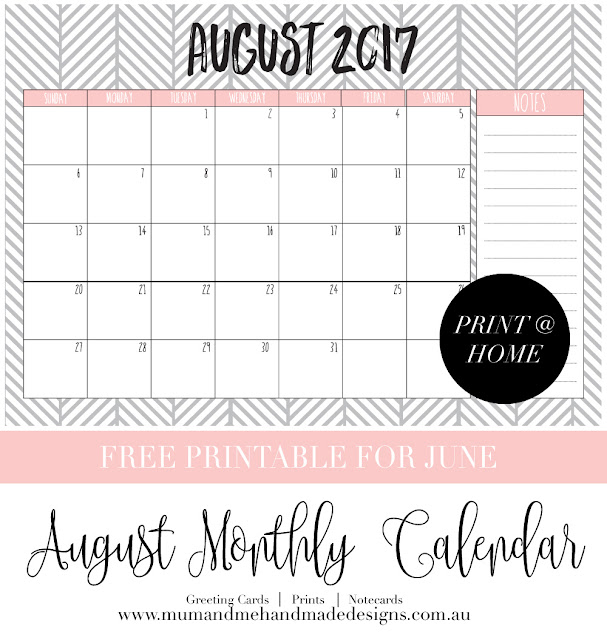 Mum and me handmade designs free printable for august a4 calendar 