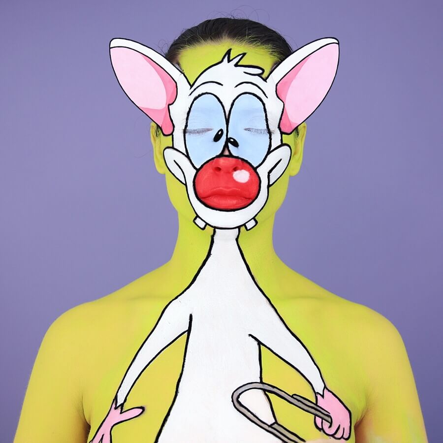 16-Pinky-and-The-Brain-Annie-Thomas-TV-Cartoon-Characters-on-Body-Painting-www-designstack-co