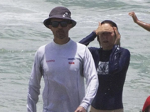 Crown Prince Frederik and Crown Princess Mary of Denmark, Prince Christian and Princess Josephine on the Beach of Mermaid