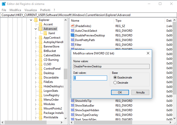Information Technology Windows 10 Disabilitare Aero Peek, Aero Shake