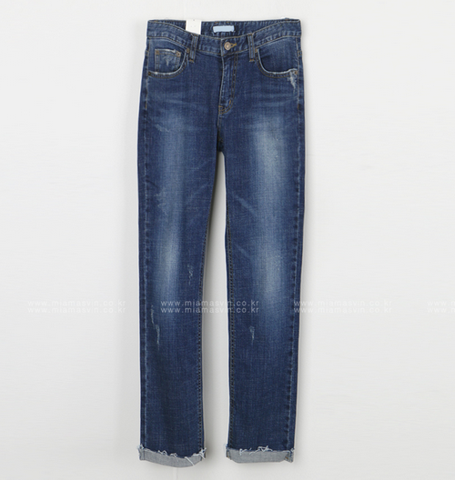 [Miamasvin] Cuffed Straight Cut Jeans KSTYLICK Latest Korean