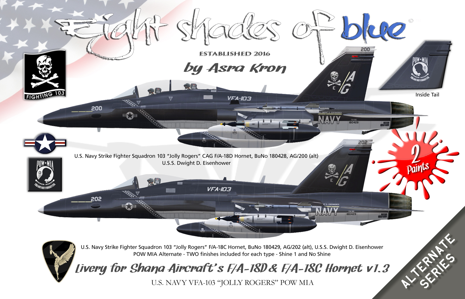 Eight Shades of Blue US Navy VFA103 "Jolly Rogers" POW MIA F/A18D