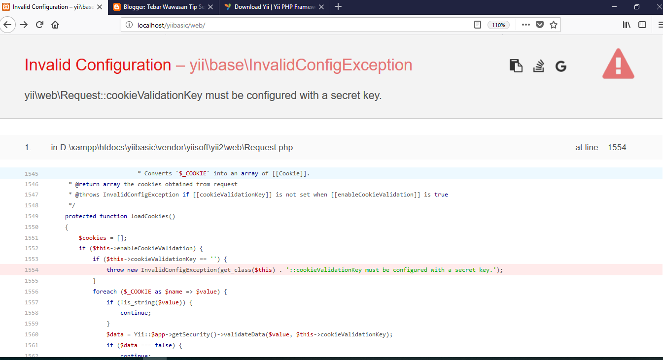Cara mudah instalasi Yii2 basic dengan download arsip Tebar Wawasan