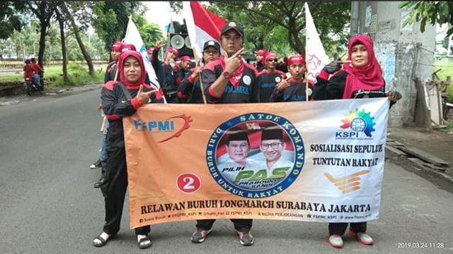 Longmarch Jakarta-Surabaya, KSPI Sosialisasi Menangkan Prabowo-Sandi Longmarch Jakarta-Surabaya, KSPI Sosialisasi Menangkan Prabowo-Sandi