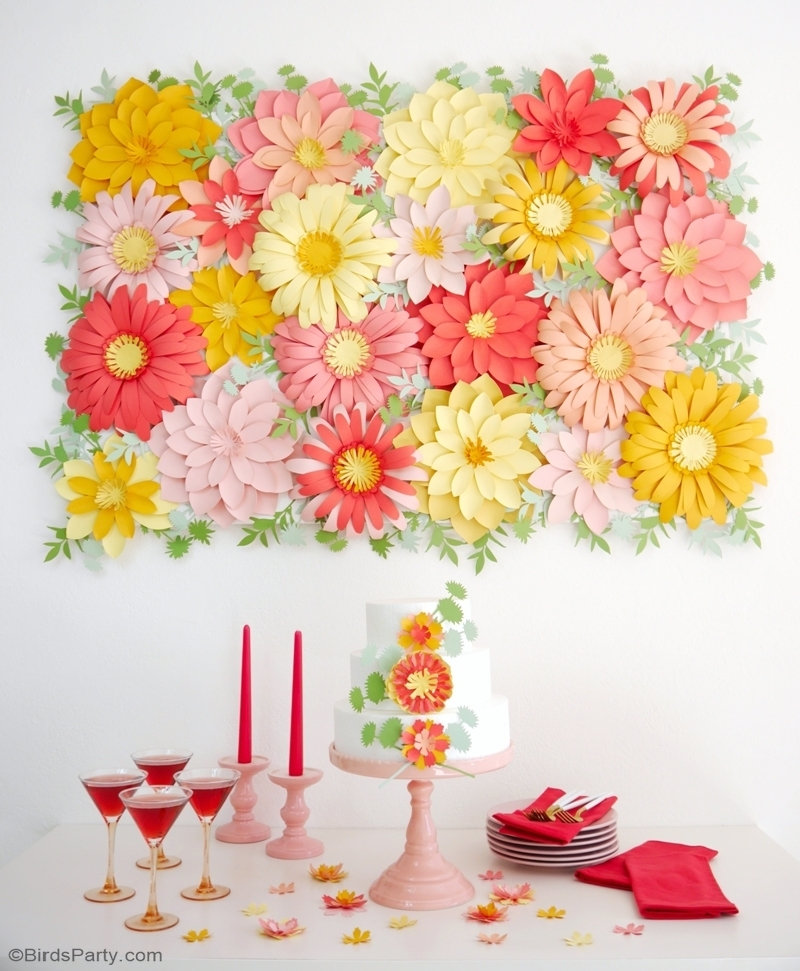 2 Pcs DIY Paper Flower Backdrop Wall Decor Wedding Party Ornaments Multicolor 
