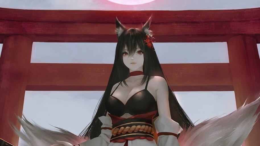 Anime, Fantasy, Fox, Girl, 4K, #4.2446