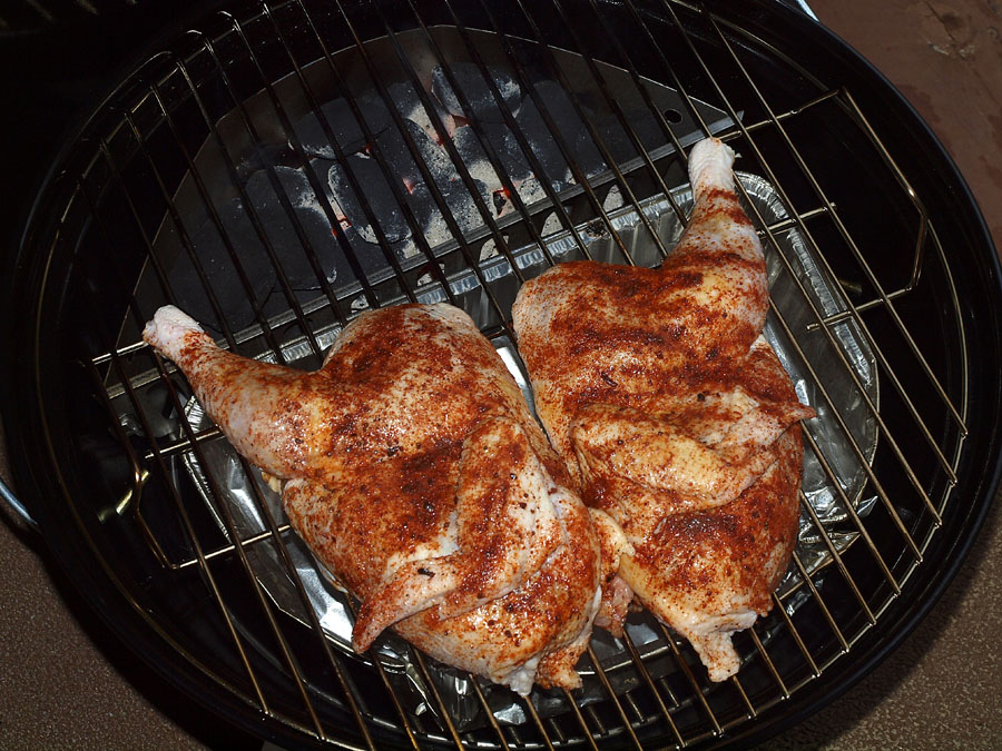 Pellet Smoker Cooking Chicken on a er Jumbo Joe