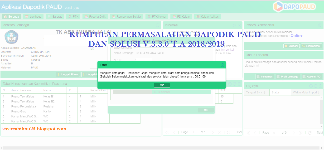 Kumpulan Permasalahan Dan Solusi Dapodik Paud V 3 3 0 T A 2018 2019