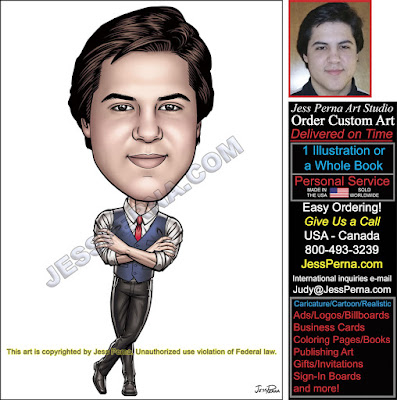 Real Estate Agent Caricature Leaning Pose