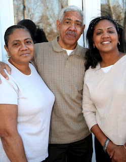 Adult woman with parents
