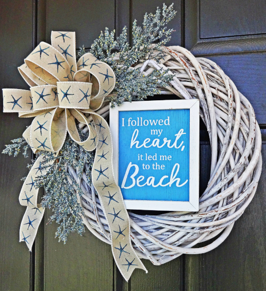 Beach Sign Quote Wreath