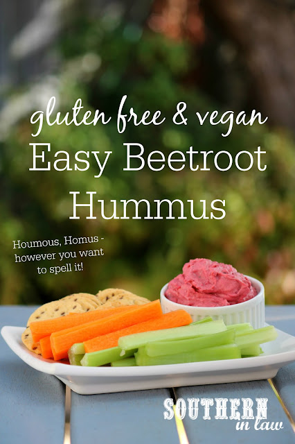 Easy Creamy Beet Hummus Recipe - beetroot hommous, hommus, gluten free, vegan, sugar free, nut free, soy free, vegetarian, healthy, clean eating recipe