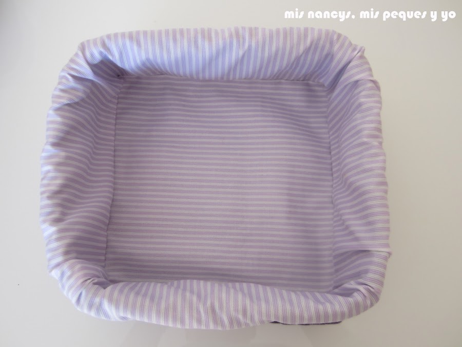 mis nancys, mis peques y yo, tutorial DIY funda cestas, funda terminada por dentro
