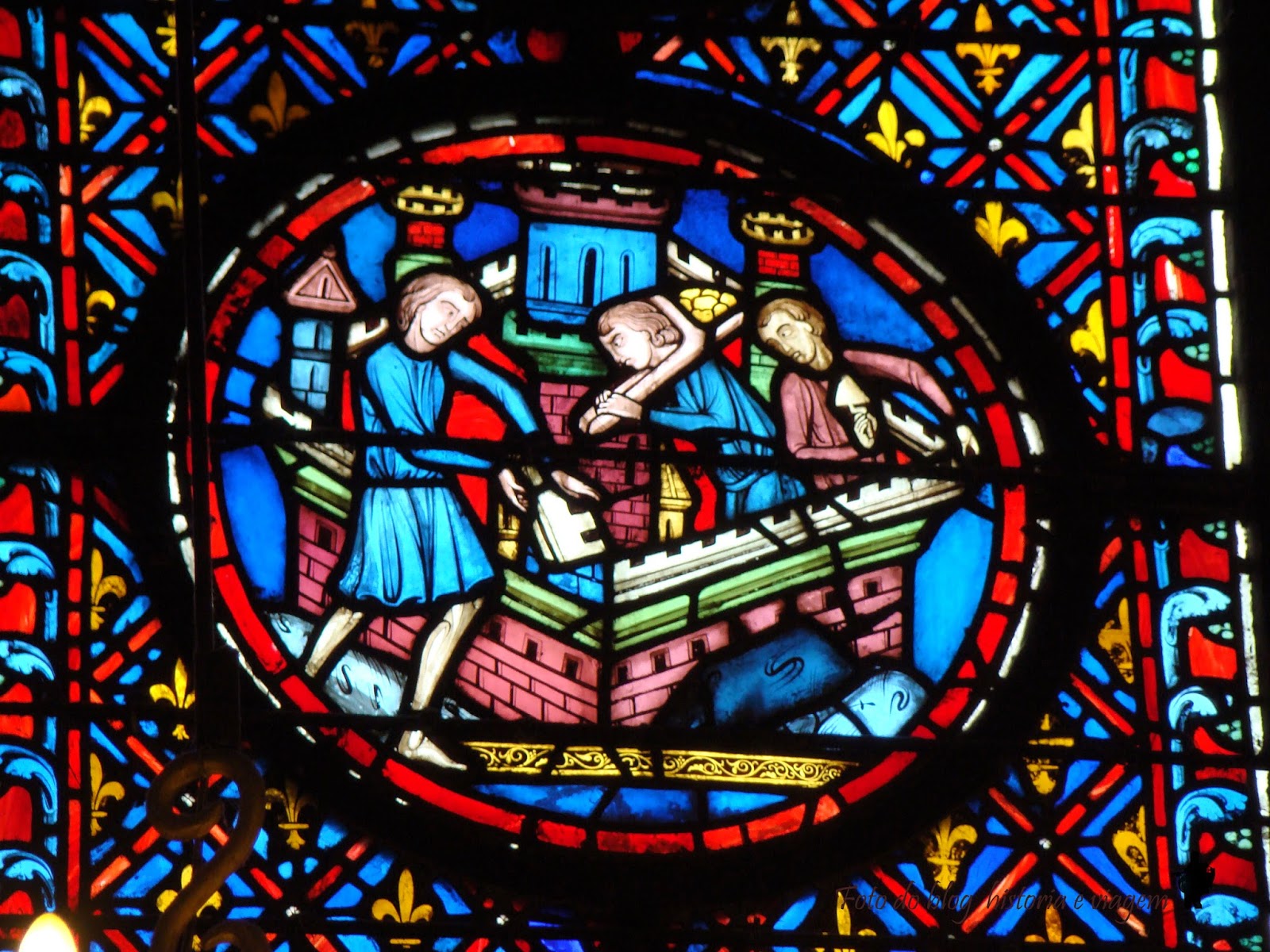Cena bíblica no vitral Saint Chapelle