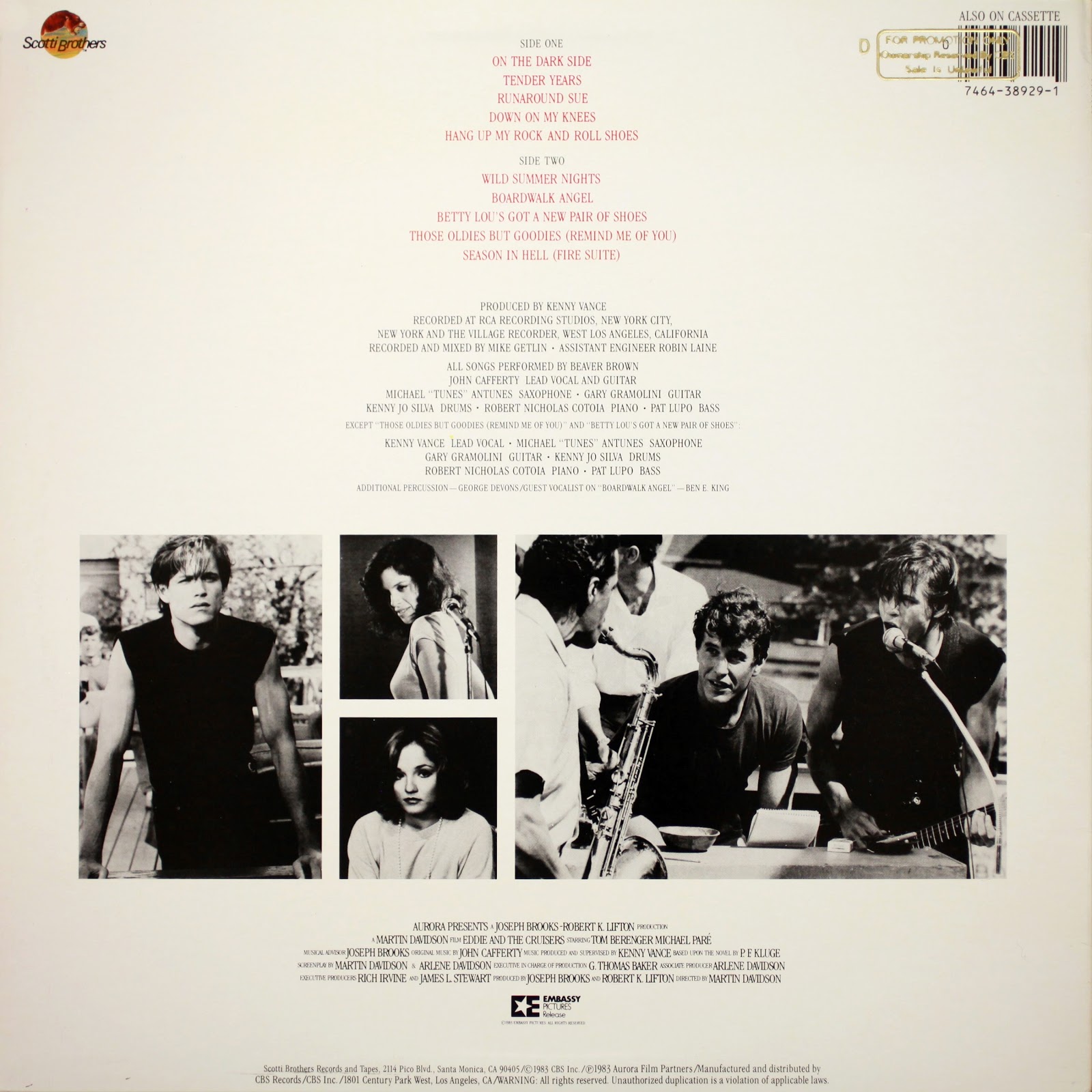 LP EDDIE AND THE CRUISERS ORIGINAL MOTION PICTURE SOUNDTRACK サントラ 低価格