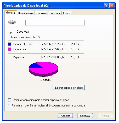 Ingeniería Arquitectura - Windows XP - Liberar espacio en el disco duro