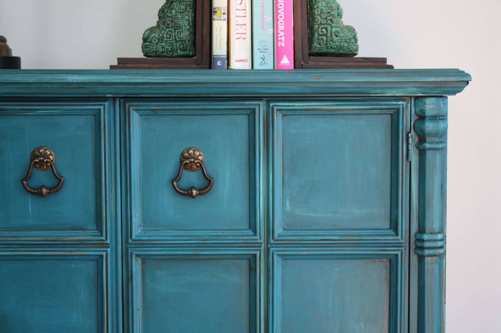 The Turquoise Iris ~ Furniture & Art: Teal Vintage Foyer Table