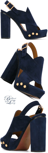 ♦Chloé Mischa blue velours plateau sandals #pantone #shoes #blue #brilliantluxury