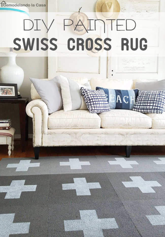 DIY Painted Swiss Cross Rug Remodelando La Casa Amazing Living Room Carpets Rugs Painting DIY Painted Swiss Cross Rug Remodelando La Casa Amazing Living Room Carpets Rugs Painting