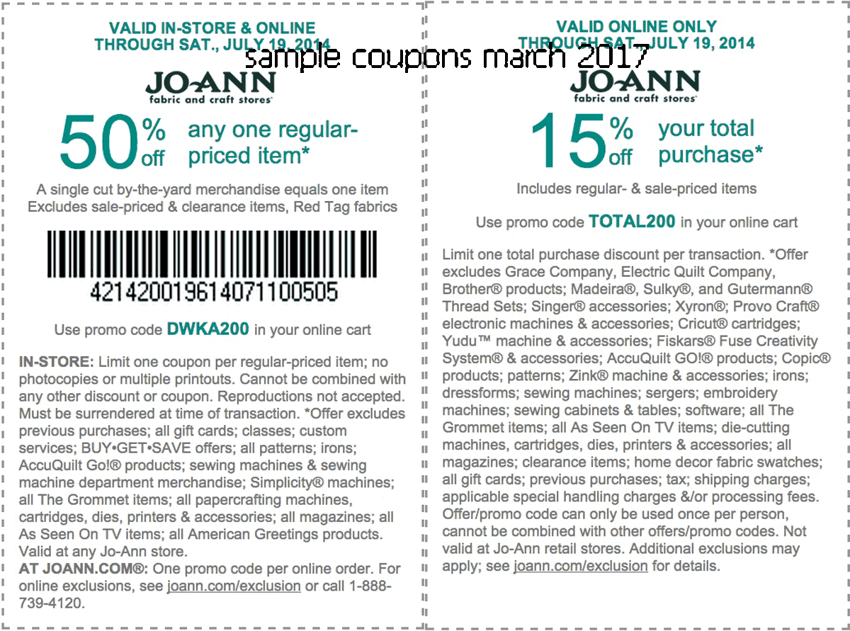 Joann discount coupon