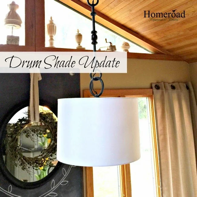 hanging drum shade with mirror and windows