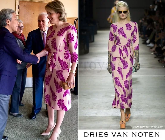 Queen Mathilde wore Dries Van Noten Dress - Spring 2016 Ready-to-Wear Collection 