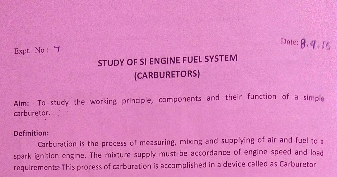 Basic mechanism of simple carburetors