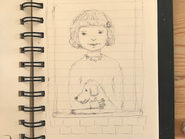 Kind mit Hund Zeichenstudie