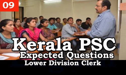 Kerala PSC - Expected/Model Questions for LD Clerk - 9