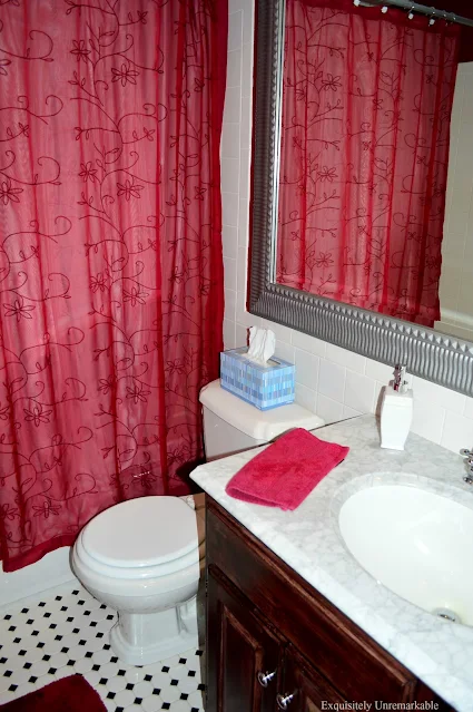 Red and White Bathroom