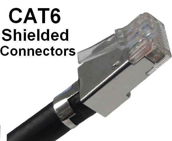 CAT6 Shielded Connectors for Ethernet Wiring - Cat 5 Cat 6 Wiring