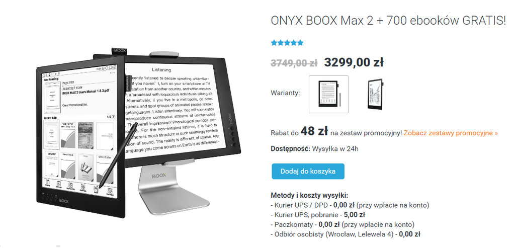 Onyx Boox Max 2 - oferta na czytio.pl Onyx Boox Max 2 na czytio.pl