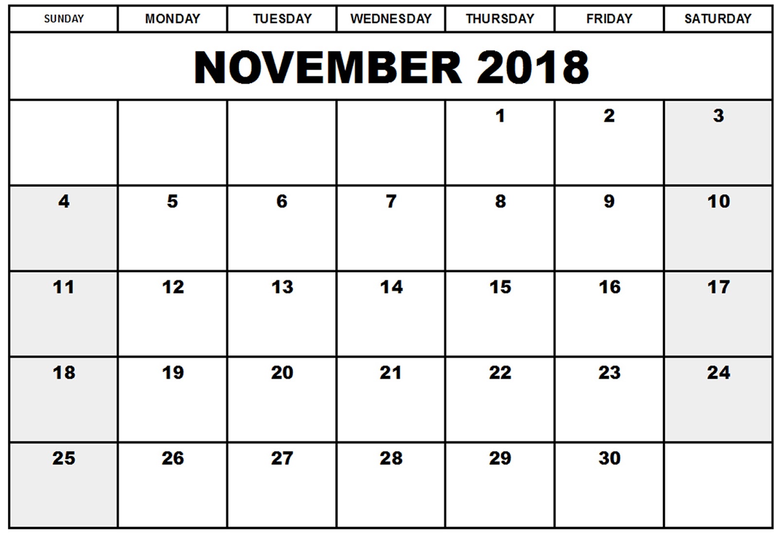 get free printable november 2018 blank calendar free blank calendar
