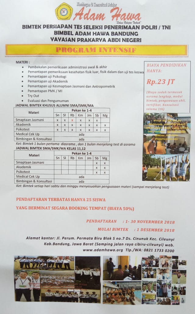 BIMBEL / BIMTEK ADAM HAWA BIMBEL PSIKOTES DAN AKADEMIK
