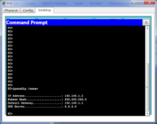Выполнение ipconfig /renew на PC0 Выполнение ipconfig /renew на PC0