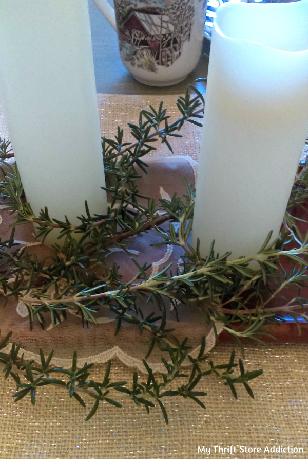 rosemary evergreen centerpiece