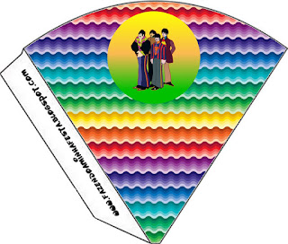Beatles Yellow Submarine: Free Party Printables. Beatles Yellow Submarine Free Printable Cones.